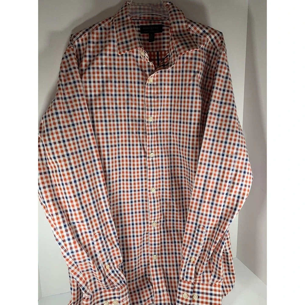 Men's Button Down Up Shirt‎ Long Sleeve Banana Republic Plaid checker Size Large